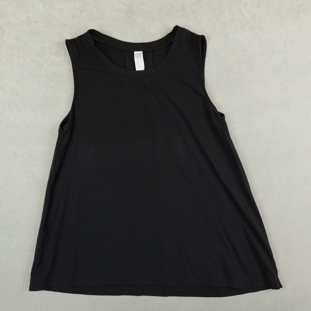 Spanx Perfect Length Tank Top Womens Medium Black Stretch Athleisure Workout
